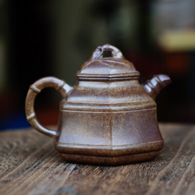 Full Handmade Yixing Zisha Teapot [Liufang Zhu Ding Pot] (Qing Duan Ni Firewood Fired – 180ml)