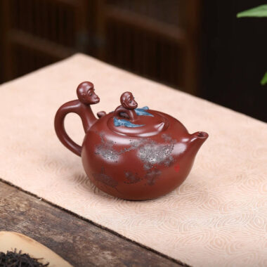 Full Handmade Yixing Zisha Teapot Set [Mother and Son] (Di Cao Qing – 300ml)