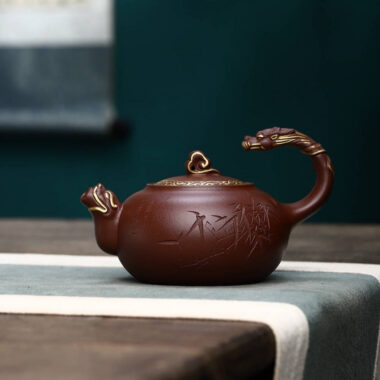 Full Handmade Yixing Zisha Teapot [Dragon Pot] (Di Cao Qing – 300ml)