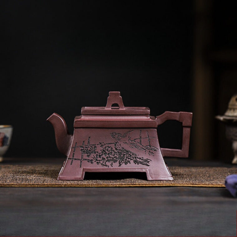 Full Handmade Yixing Zisha Teapot [Fu Lin Sifang] (Tian Qing Zi Ni – 460ml)