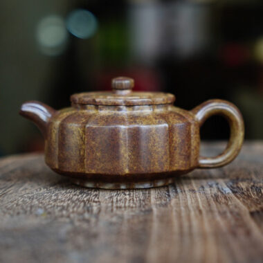 Full Handmade Yixing Zisha Teapot [Jinnang Zhou Pan Pot] (Qing Duan Ni Firewood Fired – 140ml)
