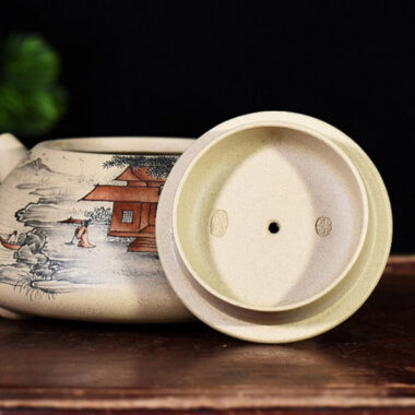 Full Handmade Yixing Zisha Teapot [Color Painted Jingzhou Shi Piao] (Duan Ni – 300ml)