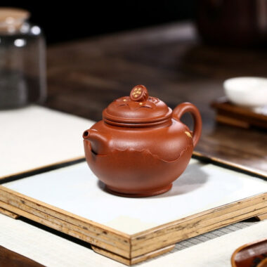 Yixing Zisha Teapot [Lotus Duo Zhi] (Hong Jiang Po Ni – 250ml)