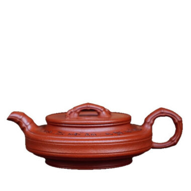Full Handmade Yixing Zisha Teapot [Flat Bamboo Pot] (Zhu Ni – 200ml)