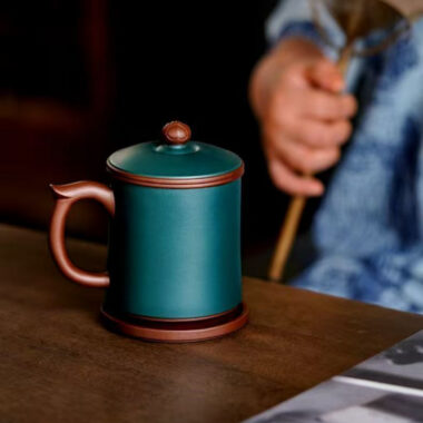 Yixing Zisha Tea Mug with Filter [Ruyi] (Zi Ni / Lu Ni – 480ml)