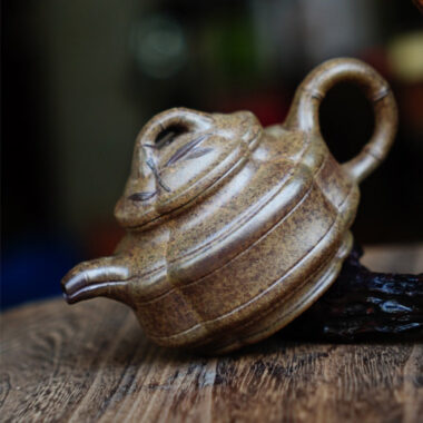 Full Handmade Yixing Zisha Teapot [Sifang Zhu Gu Pot] (Qing Duan Ni Firewood Fired – 160ml)