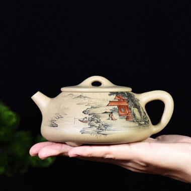 Full Handmade Yixing Zisha Teapot [Color Painted Jingzhou Shi Piao] (Duan Ni – 300ml)