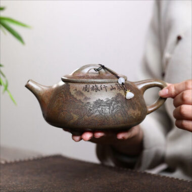 Yixing Zisha Teapot [Guanshan Jingzhou Shi Piao] (Chenxiang Ni Firewood Firing – 580ml)