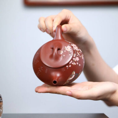 Full Handmade Yixing Zisha Teapot [Jingzhou Shi Piao Pot] (Hong Ni – 280ml)