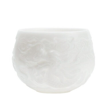 Ice Jade White Porcelain [Relief Dragon] Tea Cup 120ml