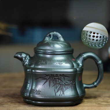 Full Handmade Yixing Zisha Teapot [Bamboo Pot] (Long Bei Qing – 320ml) (Rare Clay Type / Last Piece)