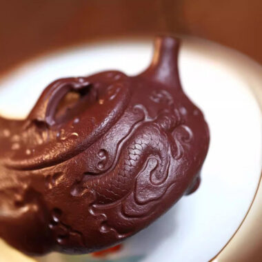 Yixing Zisha Teapot [Dragon Gong Chun Shi Piao] (Zi Ni Firewood Firing – 150ml)