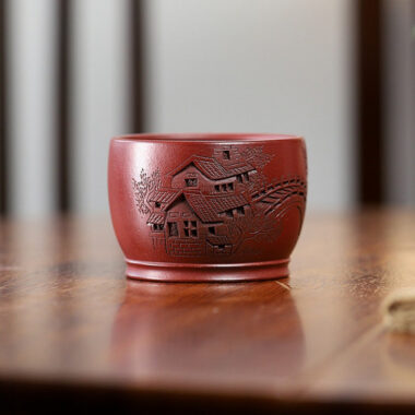 Handmade Yixing Zisha Master Tea Cup [Jiangnan River Town]  (Zi Ni – 170ml)