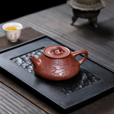 Full Handmade Yixing Zisha Teapot [Bamboo Happiness] (Hong Pi Long – 240ml)