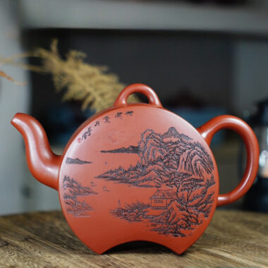 Full Handmade Yixing Zisha Teapot [Que Yue Pot] (Zhu Ni – 450ml)