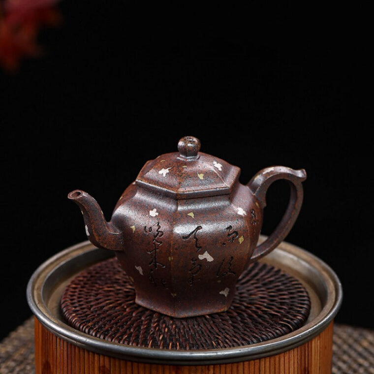 Full Handmade Yixing Zisha Teapot [Liufang Gong Deng] (Firewood Fired Duan Ni – 150ml)