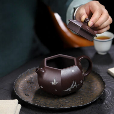 Full Handmade Yixing Zisha Teapot [Butterfly Xishi] (Zi Jia Ni – 460ml)