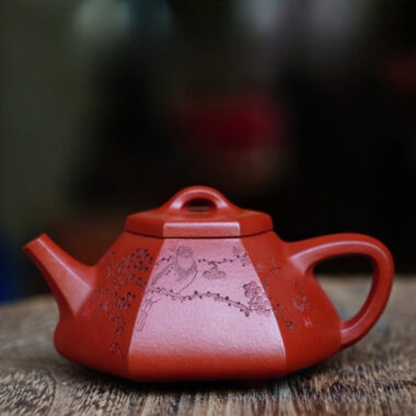 Full Handmade Yixing Zisha Teapot [Liufang Shi Piao Pot] (Zhu Ni – 120ml)