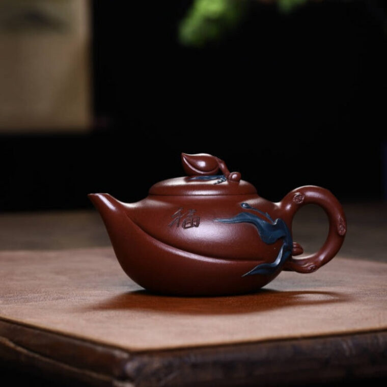 Full Handmade Yixing Zisha Teapot [Shou Tao Pot] (Di Cao Qing – 310ml)