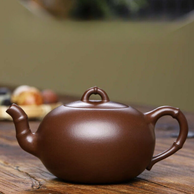 Full Handmade Yixing Zisha Teapot [Yuan Zhu Pot] (Zi Ni – 360ml)