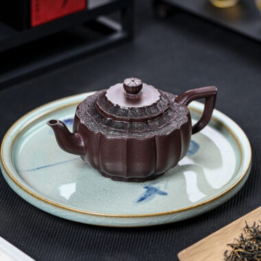 Full Handmade Yixing Zisha Teapot [Jin Wen Yu Wan] (Zi Ni – 300ml)