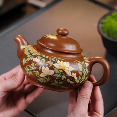Full Handmade Yixing Zisha Teapot [Chun Hua Qiu Shi] (Yi Jin  Zi Ni – 470ml)