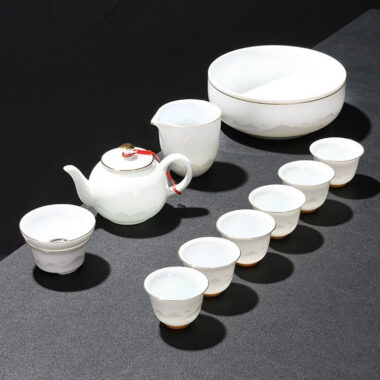 Mutton Fat Ice Jade White Porcelain Tea Gift Set [Mountain]