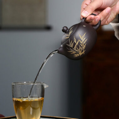 Yixing Zisha Teapot [Bamboo Xishi] (Hei Ni – 230ml)