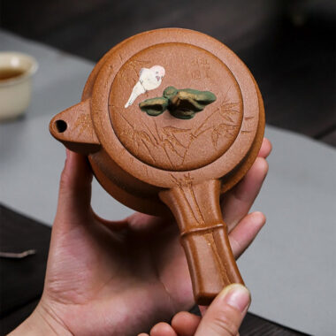 Full Handmade Yixing Zisha Teapot [Xiao Yao Bamboo] (Jin Jiang Po Ni – 300ml)