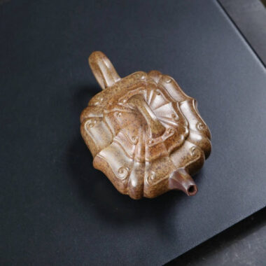 Full Handmade Yixing Zisha Teapot [Jinnang Ruyi Pot] (Di Cao Qing Firewood Fired – 180ml)