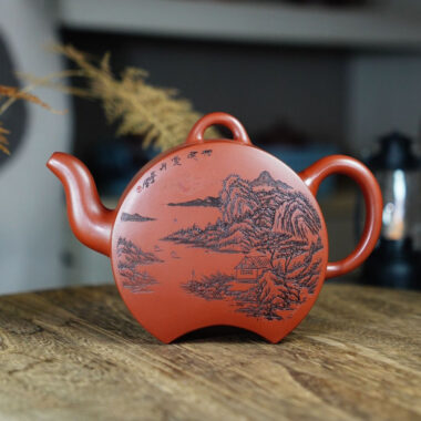 Full Handmade Yixing Zisha Teapot [Que Yue Pot] (Zhu Ni – 450ml)