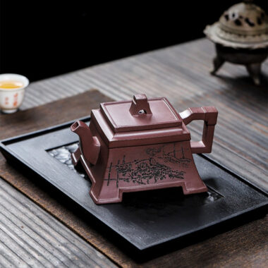 Full Handmade Yixing Zisha Teapot [Fu Lin Sifang] (Tian Qing Zi Ni – 460ml)