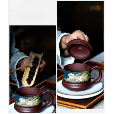 Yixing Zisha Tea Mug [Lotus] (Lu Ni / Zi Ni – 420ml)