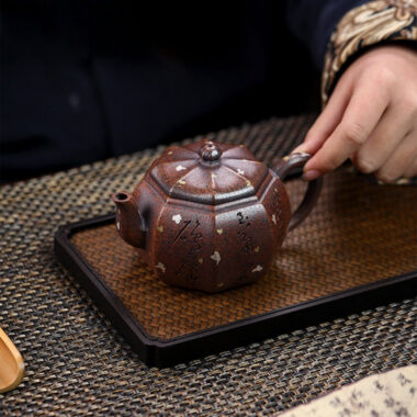 Full Handmade Yixing Zisha Teapot [Octagon Pear] (Firewood Fired Duan Ni – 250ml)