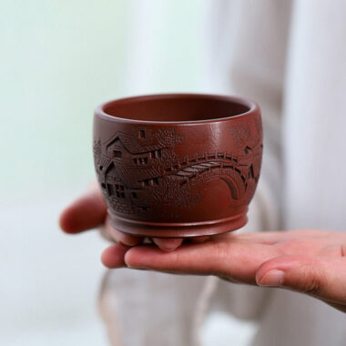 Handmade Yixing Zisha Master Tea Cup [Jiangnan River Town]  (Zi Ni – 170ml)