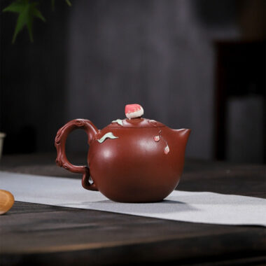 Full Handmade Yixing Zisha Teapot [Luye Shoutao] (Hong Pi Long – 280ml)