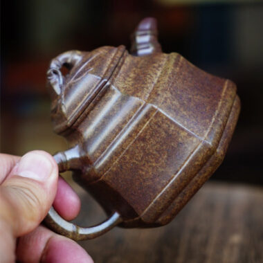 Full Handmade Yixing Zisha Teapot [Liufang Zhu Ding Pot] (Qing Duan Ni Firewood Fired – 180ml)