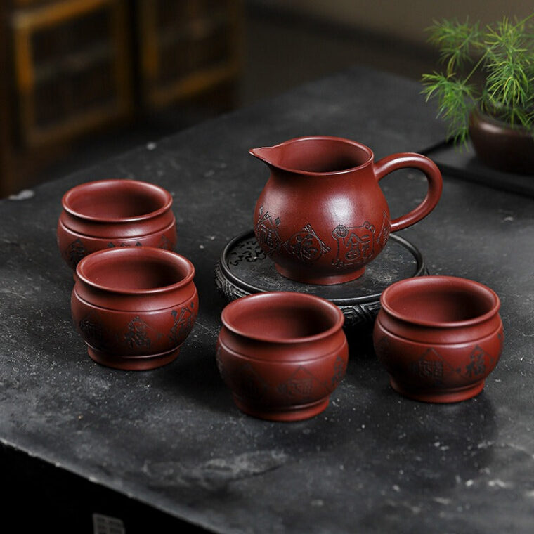 Full Handmade Yixing Zisha Master Tea Cup Fair Cup Set [Good Luck]