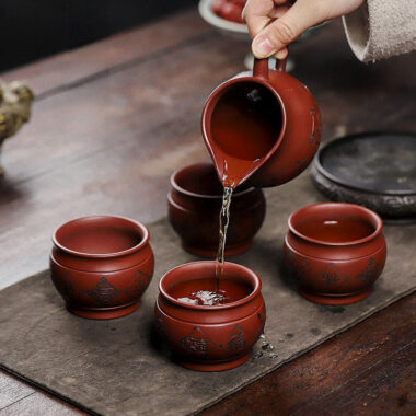 Full Handmade Yixing Zisha Master Tea Cup Fair Cup Set [Good Luck]