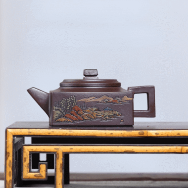 Full Handmade Yixing Zisha Shanshui Color Painted Teapot [Fangshan Yishi] (Lao Zi Ni – 200ml)