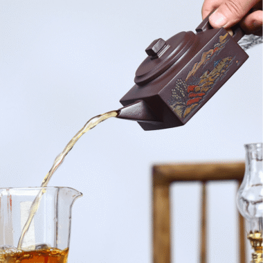 Full Handmade Yixing Zisha Shanshui Color Painted Teapot [Fangshan Yishi] (Lao Zi Ni – 200ml)