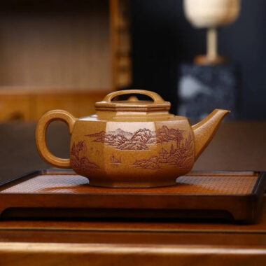 Full Handmade Yixing Zisha Teapot [Bafang Niu Gai Pot] (Wucai Lao Duan Ni – 650ml)