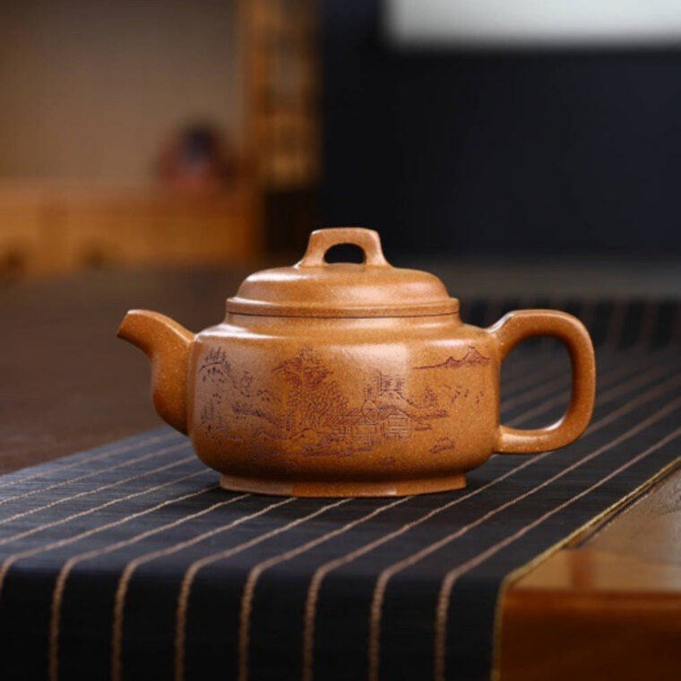 Full Handmade Yixing Zisha Teapot [Bafang Qiao Ding Pot] (Wucai Lao Duan Ni – 260ml)
