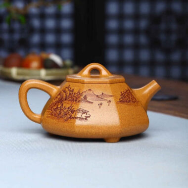 Full Handmade Yixing Zisha Teapot [Bafang Shi Piao Pot] (Wucai Lao Duan Ni – 200/320ml)