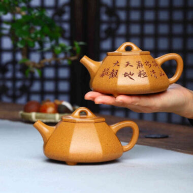 Full Handmade Yixing Zisha Teapot [Bafang Shi Piao Pot] (Wucai Lao Duan Ni – 200/320ml)
