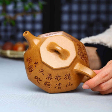 Full Handmade Yixing Zisha Teapot [Bafang Shi Piao Pot] (Wucai Lao Duan Ni – 200/320ml)