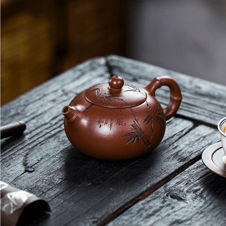 Full Handmade Yixing Zisha Teapot [Bamboo Xishi] (Di Cao Qing – 250ml)