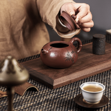 Full Handmade Yixing Zisha Teapot [Bamboo Xishi] (Di Cao Qing – 250ml)