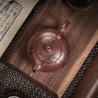 Full Handmade Yixing Zisha Teapot [Bamboo Xishi] (Di Cao Qing – 250ml)