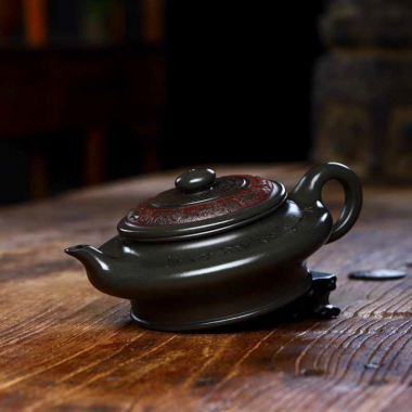 Full Handmade Yixing Zisha Teapot [Bian Xu] (Douqing Sha – 450ml)